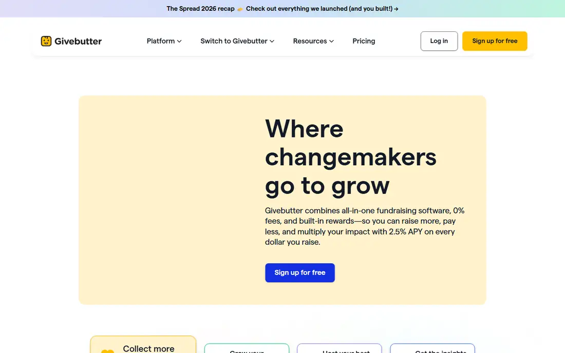 Givebutter homepage