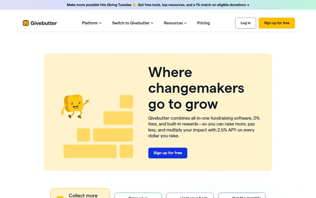 Givebutter homepage