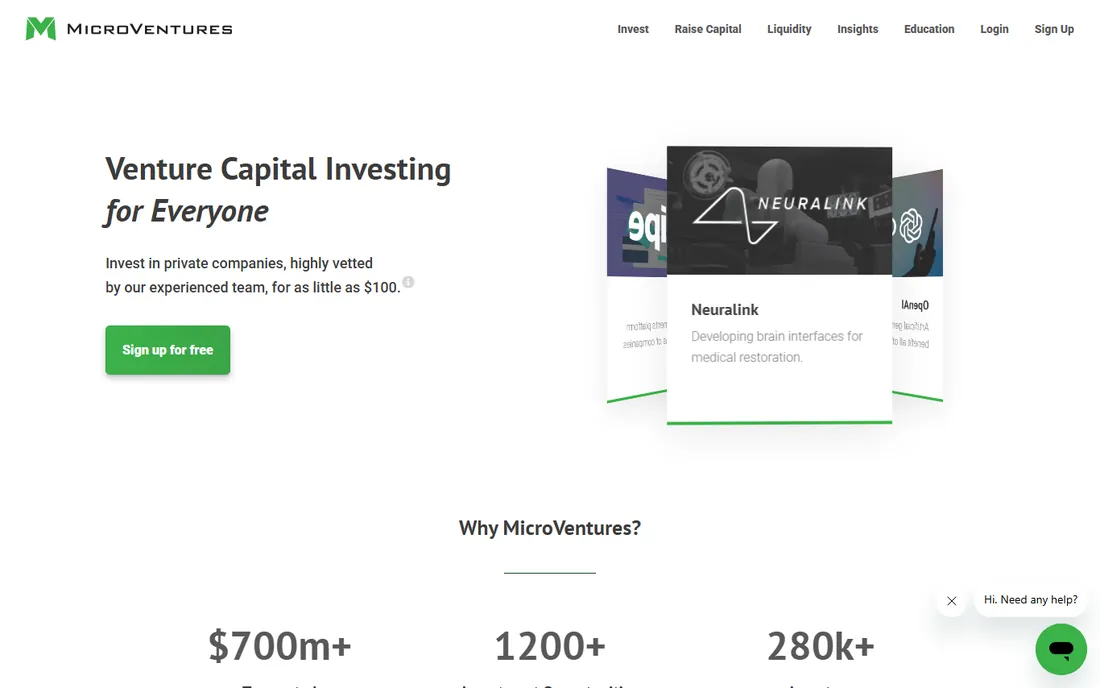 MicroVentures homepage