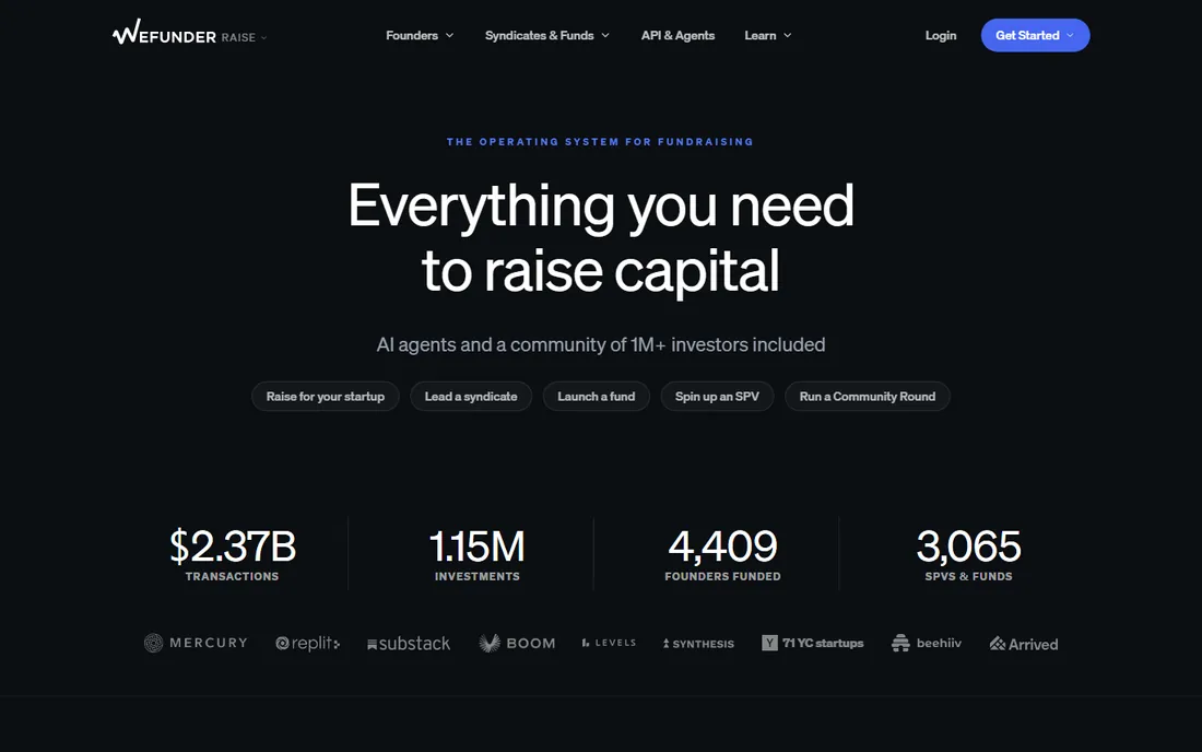 Wefunder homepage