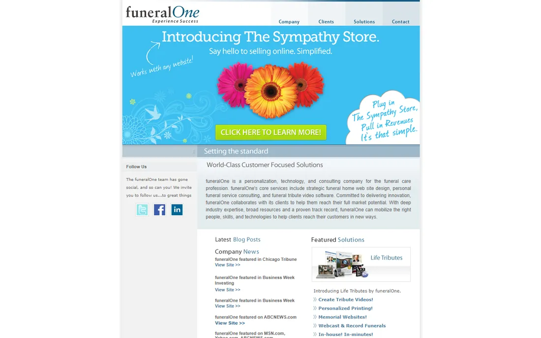 funeralOne homepage