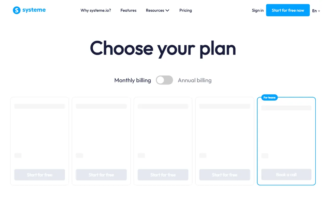 Systeme.io homepage