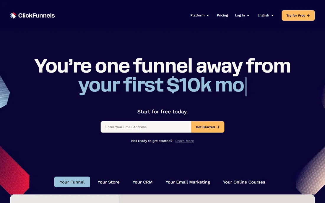 ClickFunnels homepage