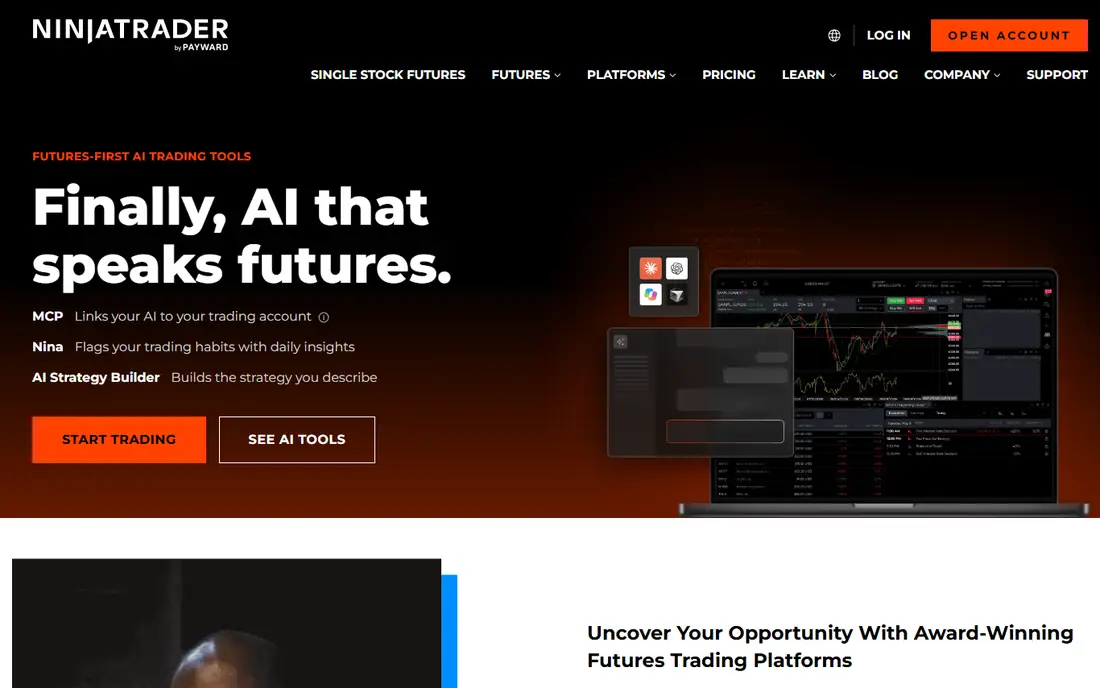 NinjaTrader homepage