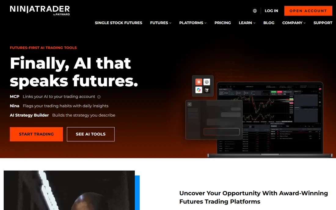 NinjaTrader homepage