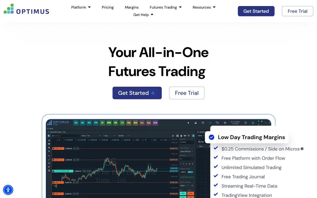 Optimus Futures homepage
