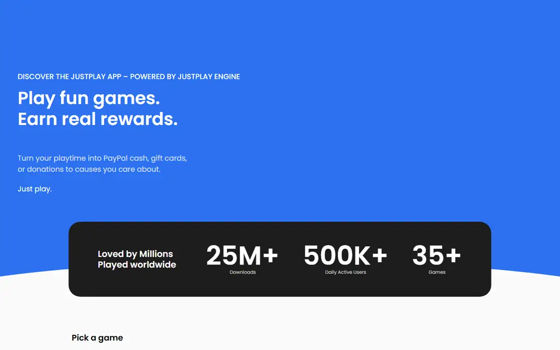 JustPlay homepage
