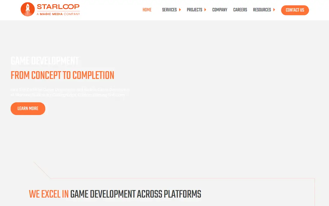 Starloop Studios homepage
