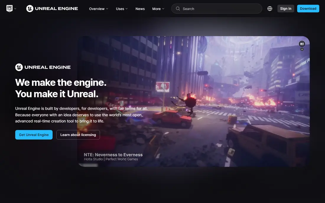 Unreal Engine homepage