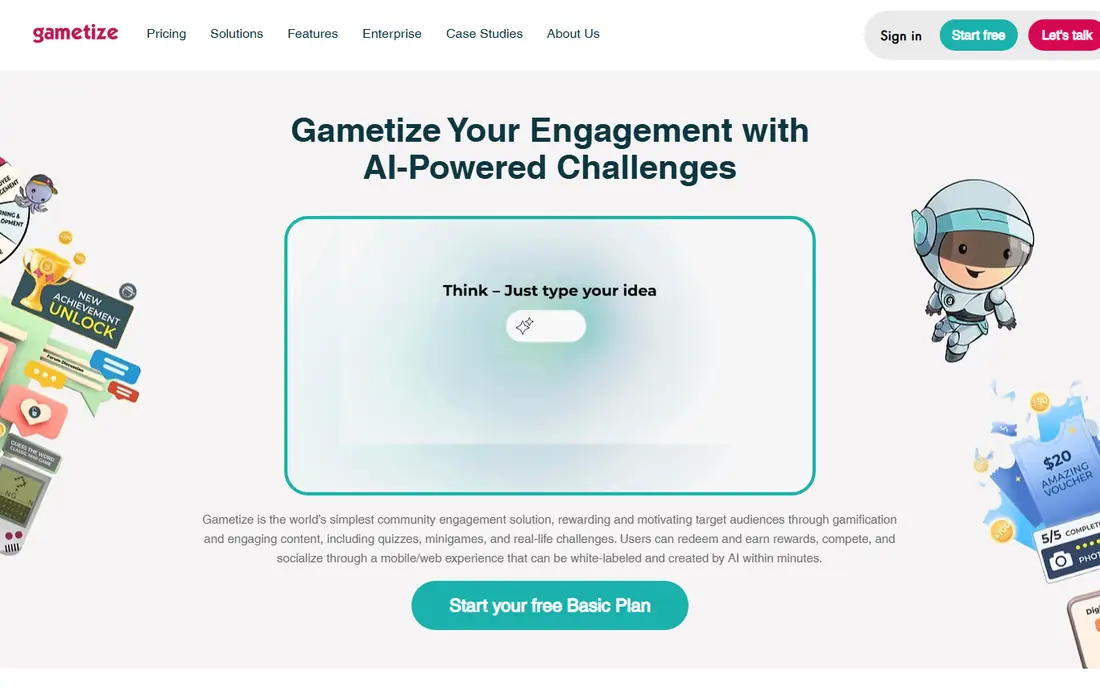 Gametize homepage