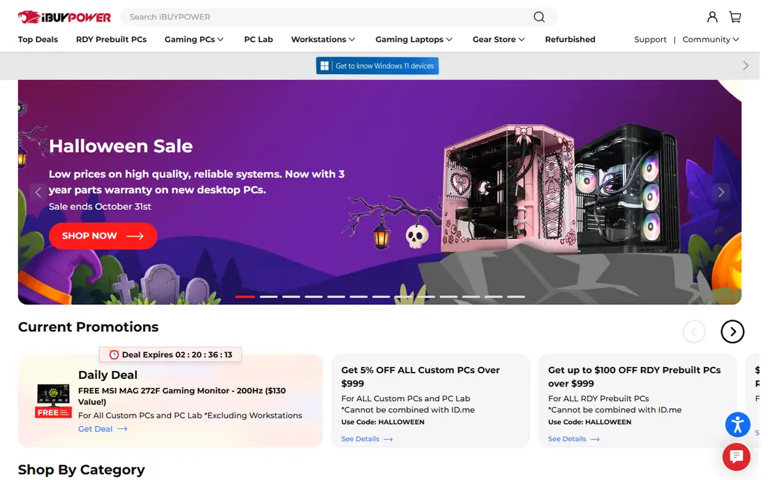iBUYPOWER homepage