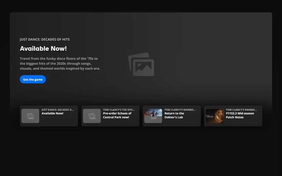 Ubisoft Connect homepage
