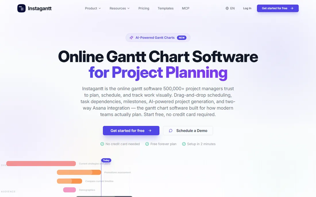 Instagantt homepage