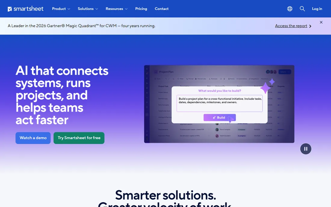 Smartsheet homepage