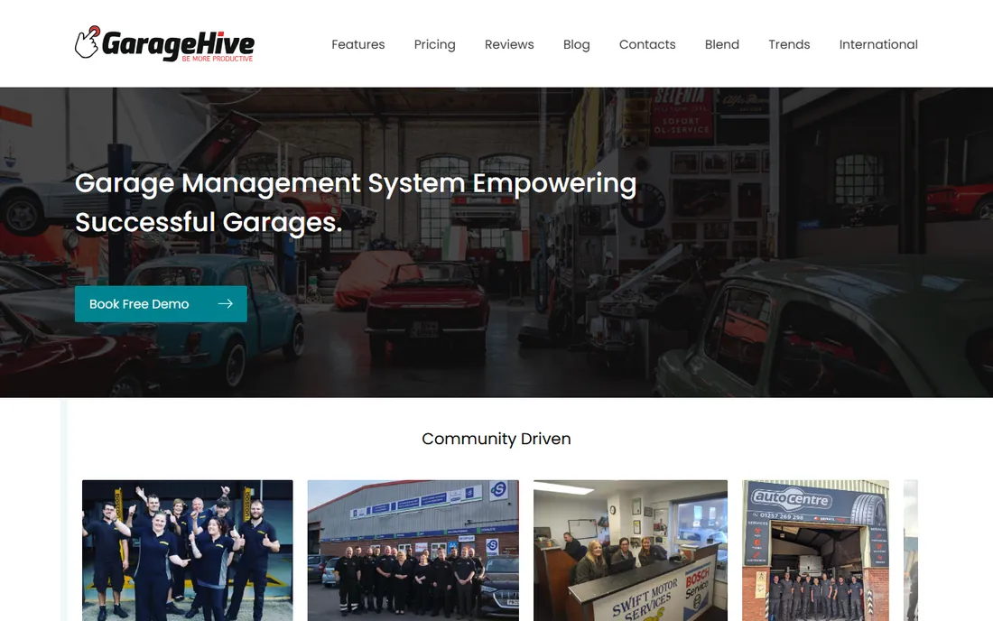 Garage Hive homepage