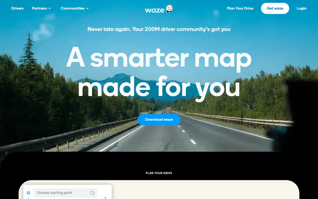 Waze homepage