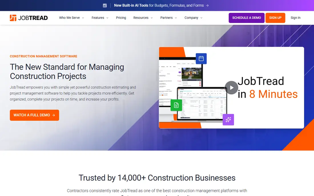JobTread homepage