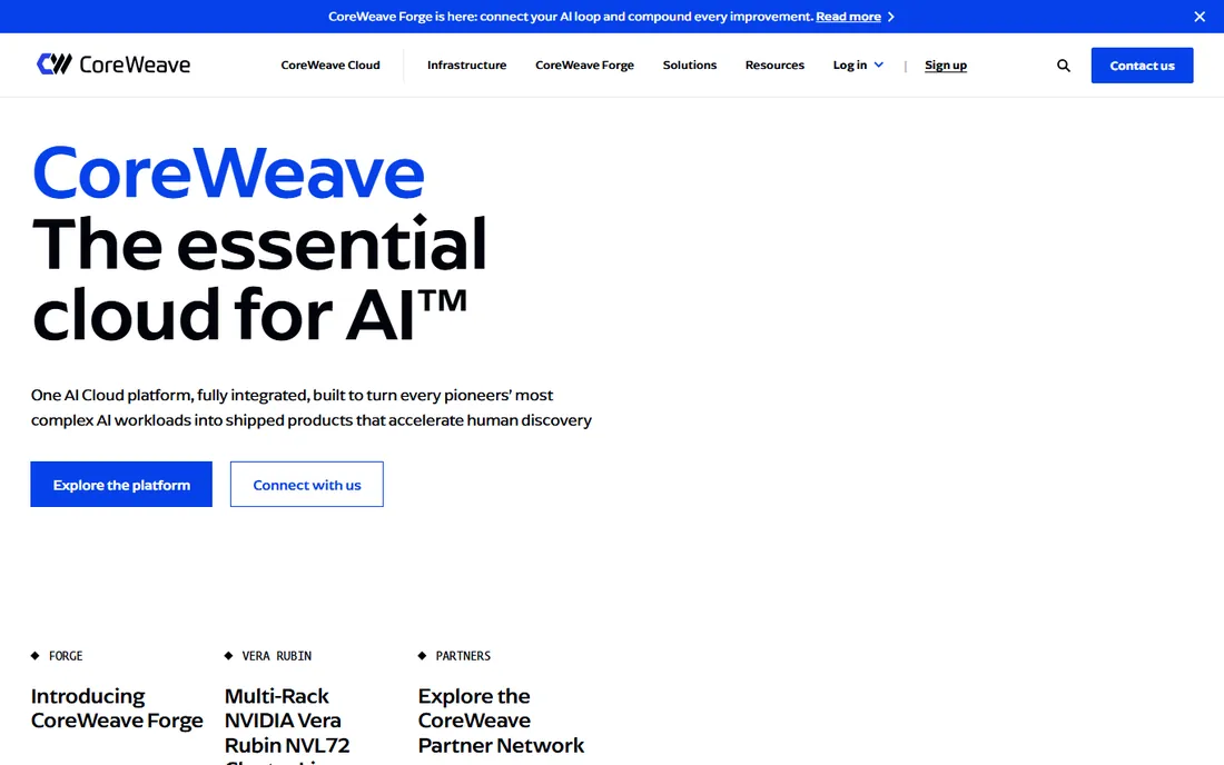 CoreWeave homepage