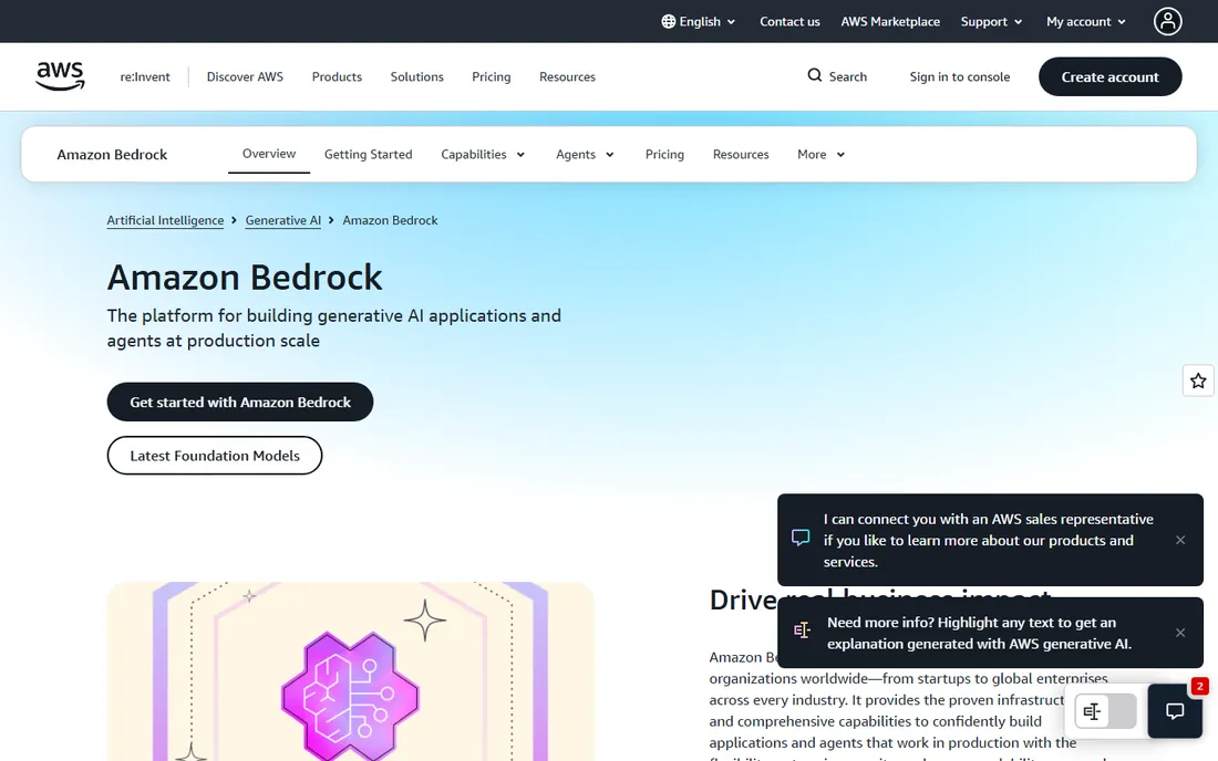 Amazon Bedrock homepage