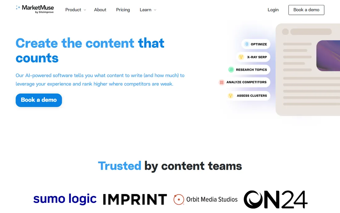 MarketMuse homepage
