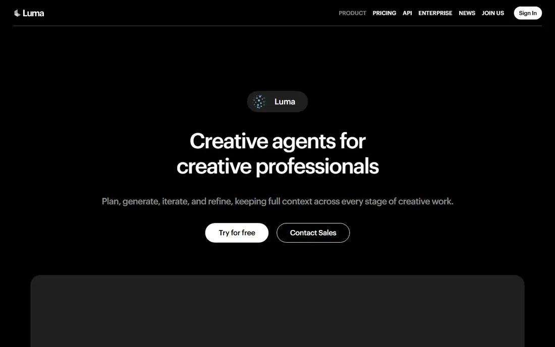 Luma homepage