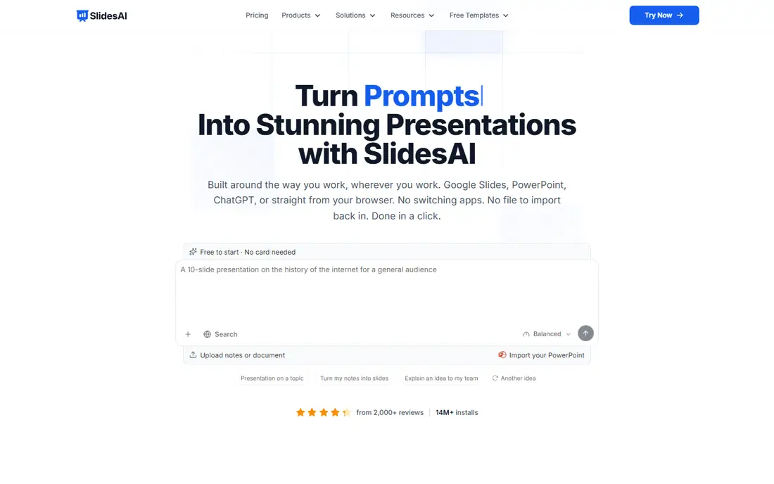 SlidesAI homepage