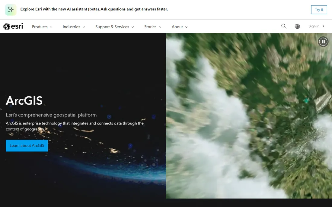 ArcGIS (Esri) homepage
