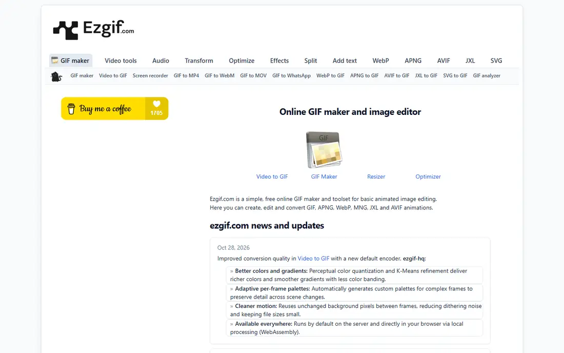 EZGIF homepage