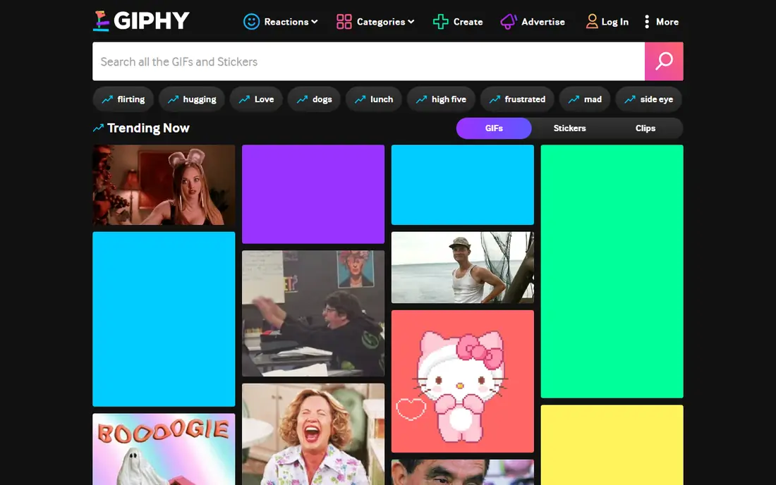 GIPHY homepage