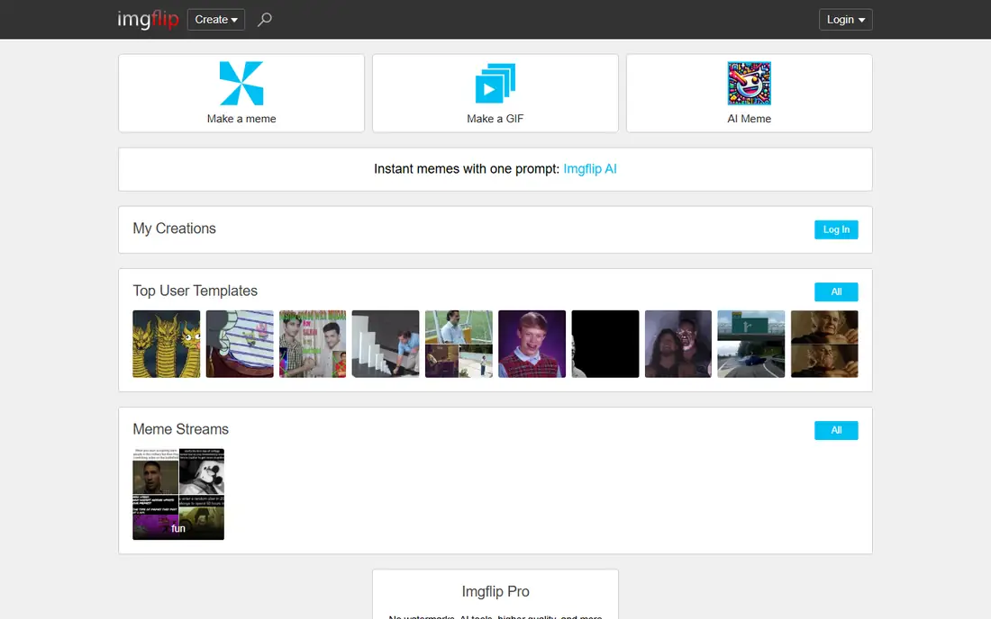 Imgflip homepage