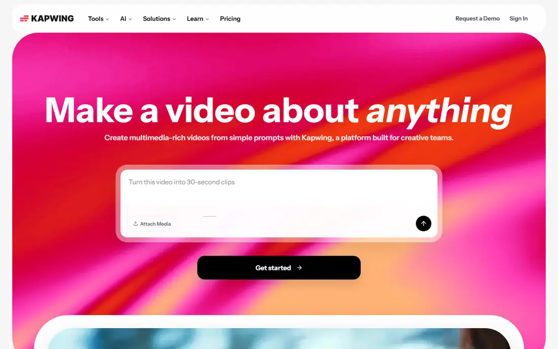 Kapwing homepage