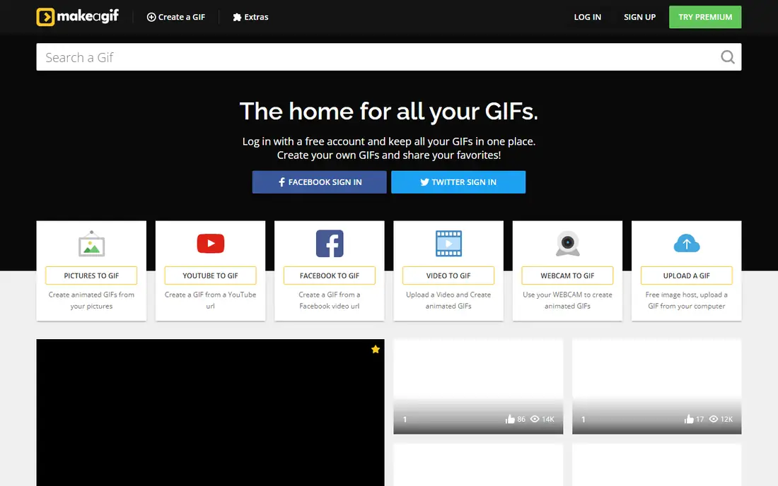MakeAGif homepage
