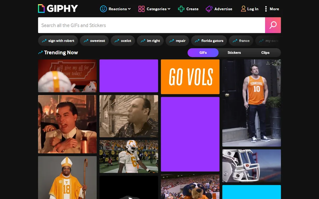 GIPHY homepage