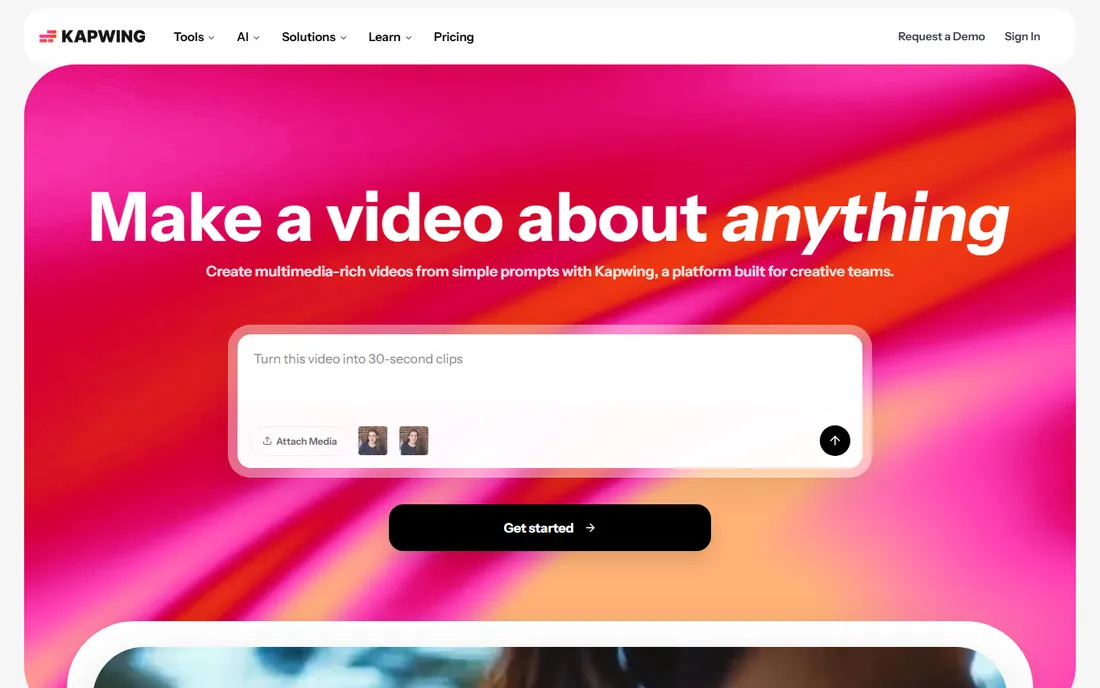 Kapwing homepage