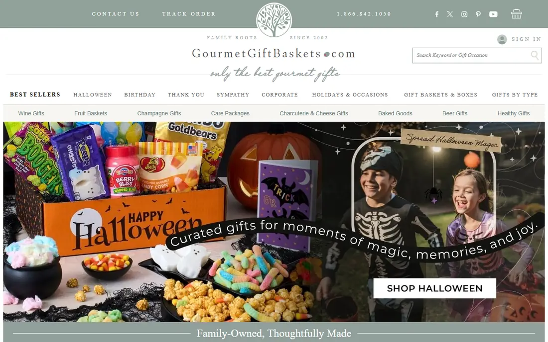 Gourmet Gift Baskets homepage