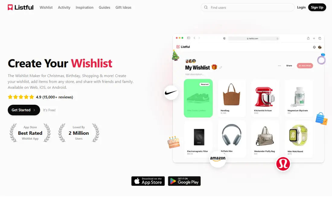 Listful homepage