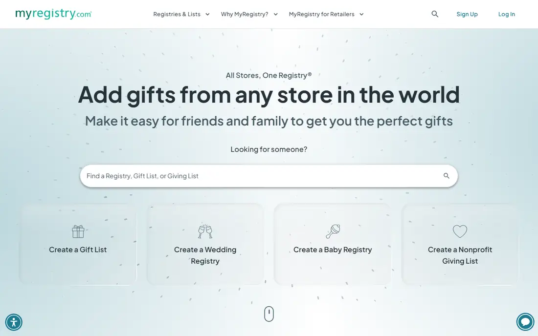MyRegistry homepage