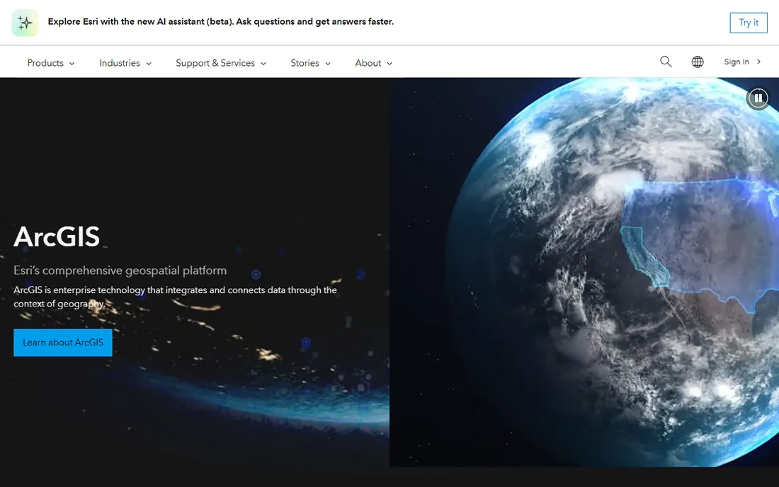 ArcGIS homepage