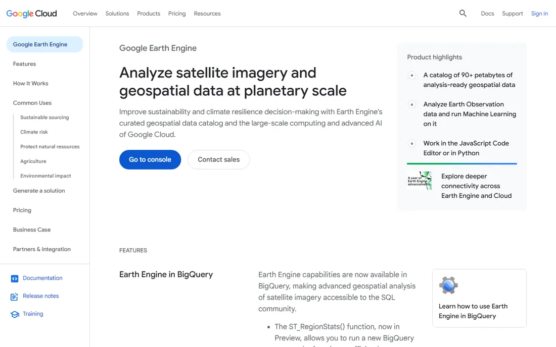 Google Earth Engine homepage