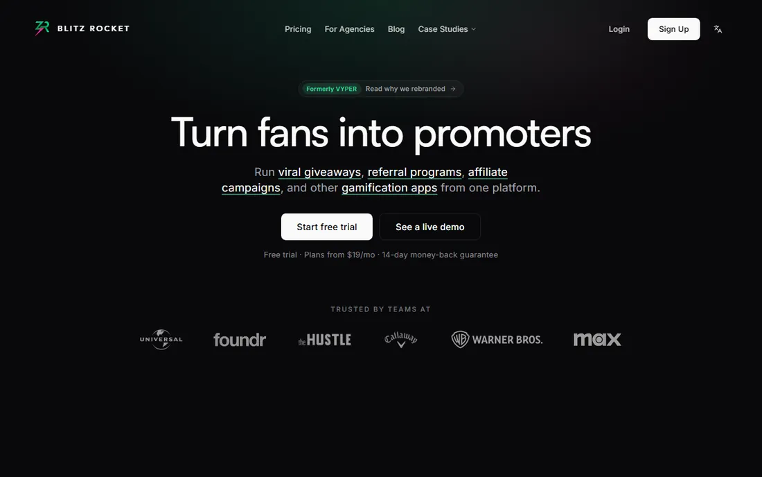 Blitz Rocket homepage