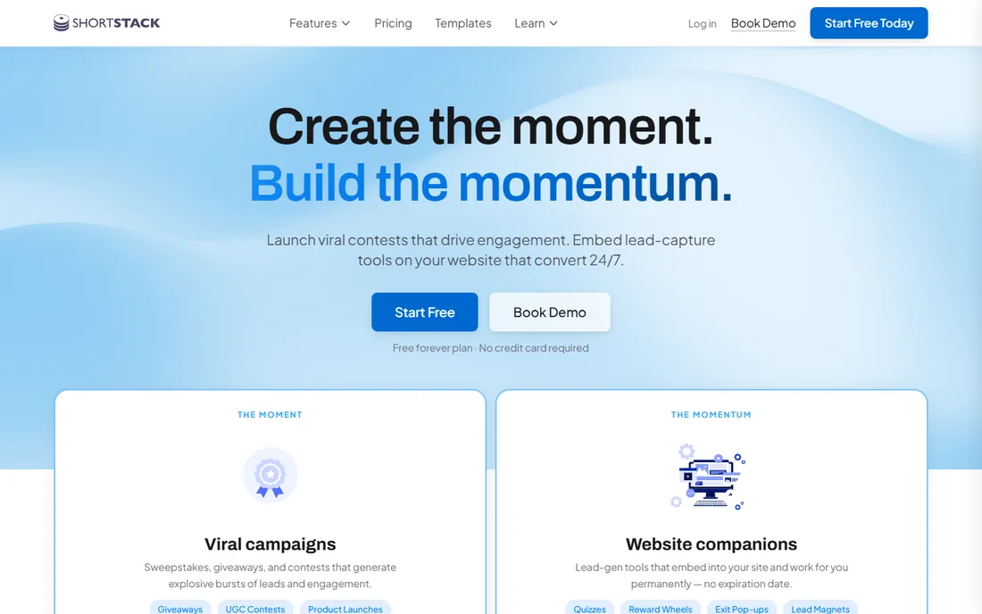 ShortStack homepage