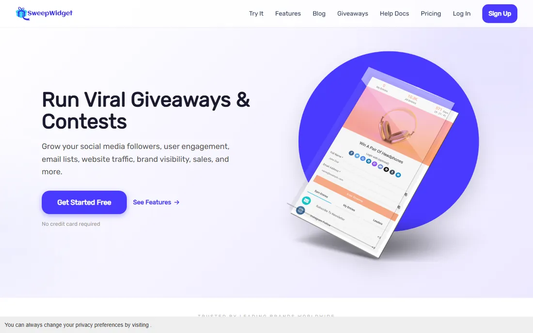 SweepWidget homepage