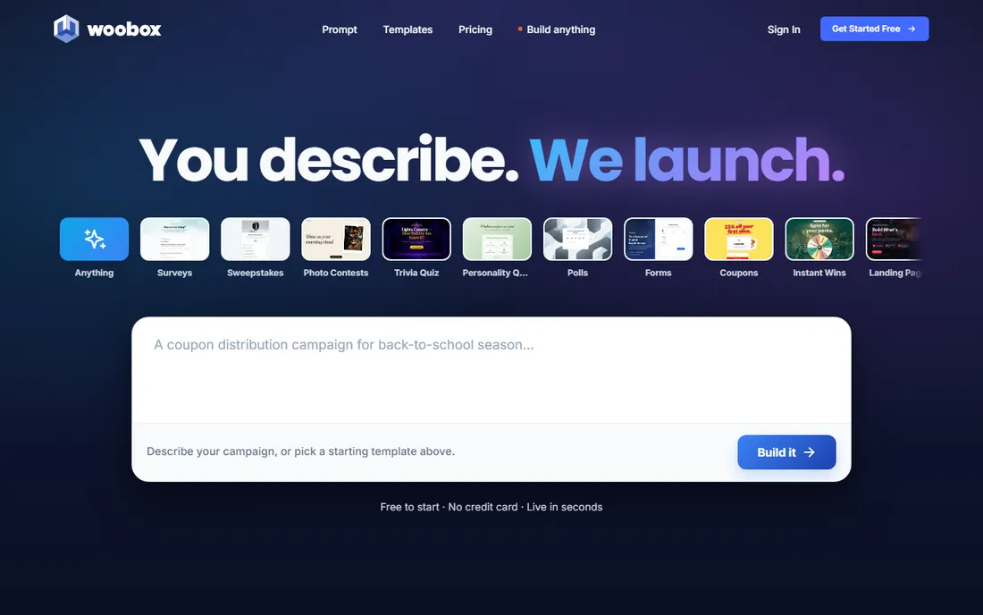 Woobox homepage