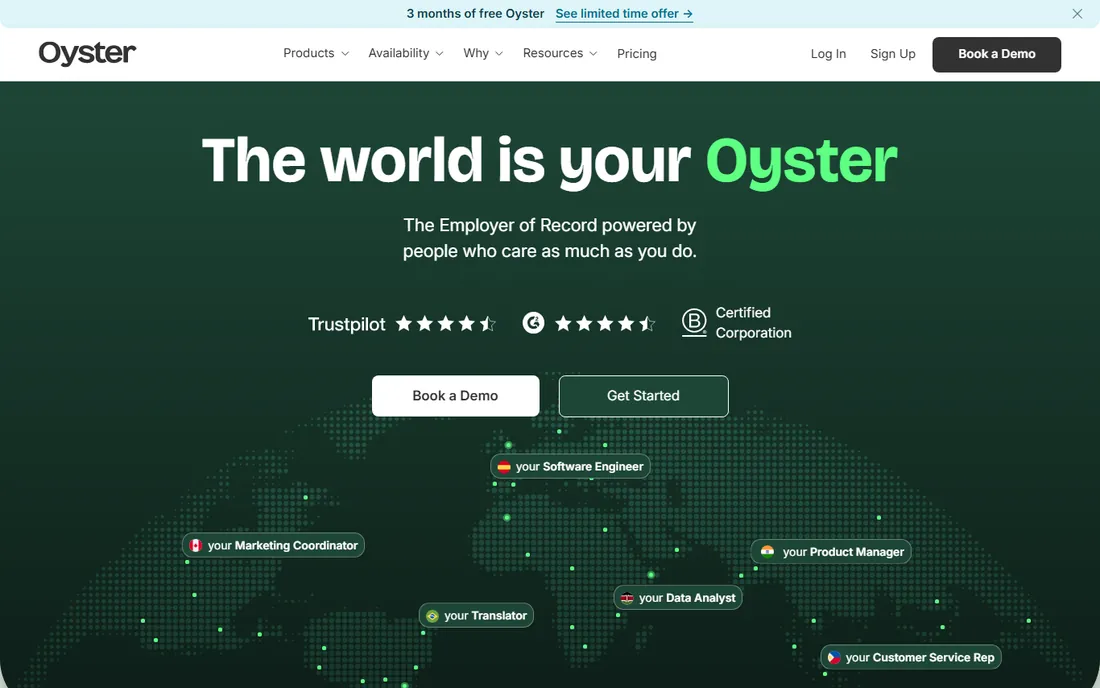 Oyster homepage