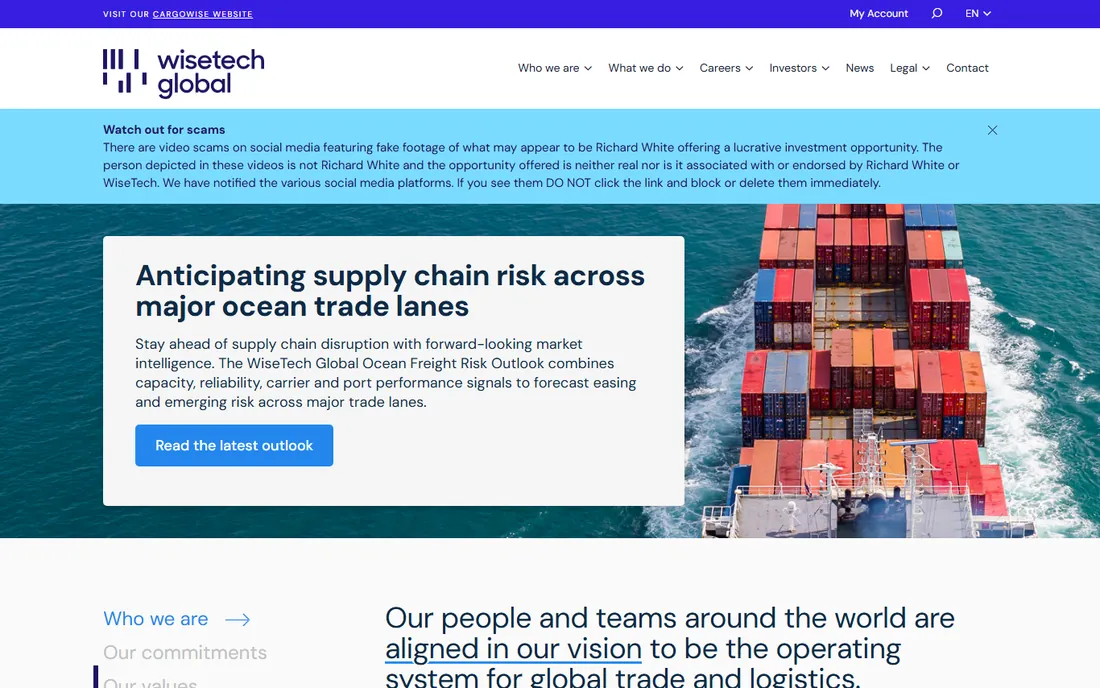 WiseTech CargoWise homepage