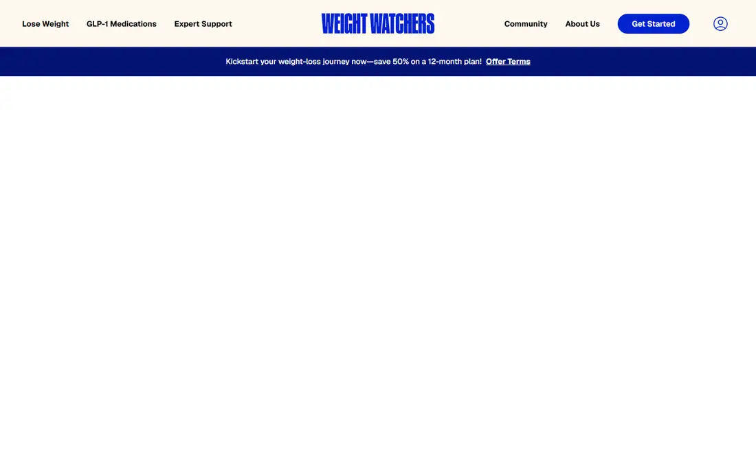 WeightWatchers homepage