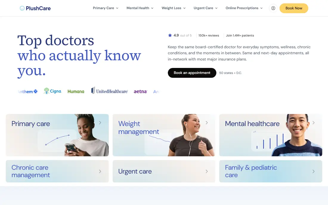 PlushCare homepage