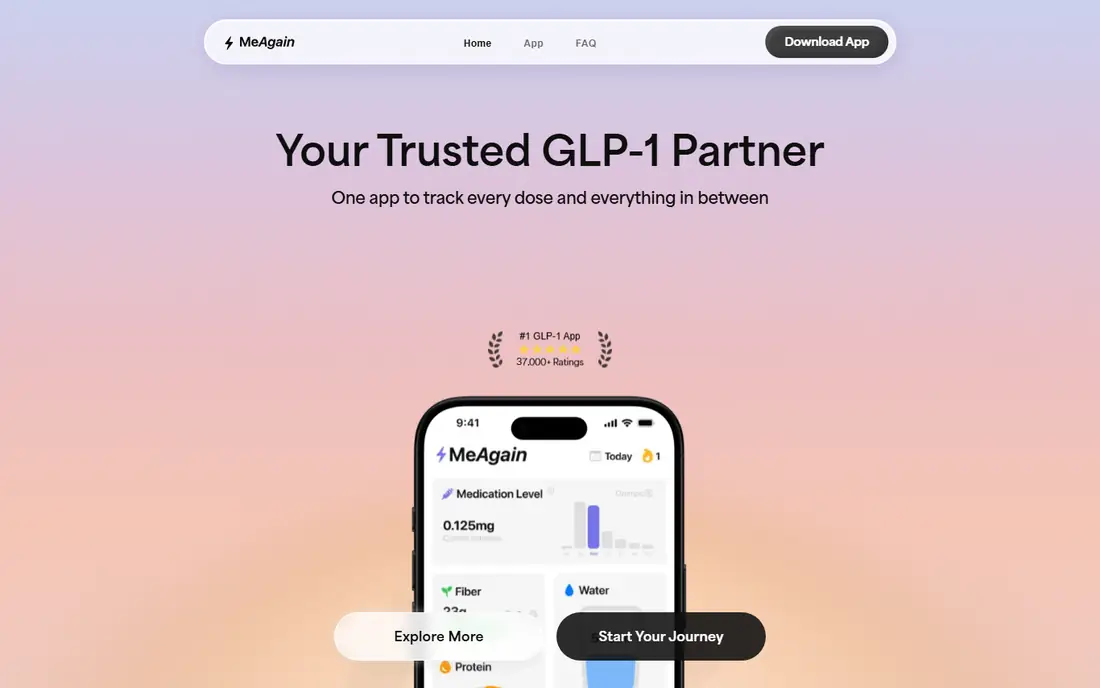 MeAgain homepage