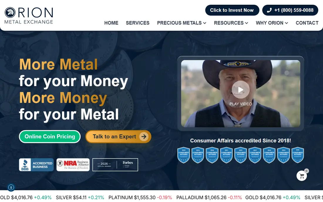 Orion Metal Exchange homepage