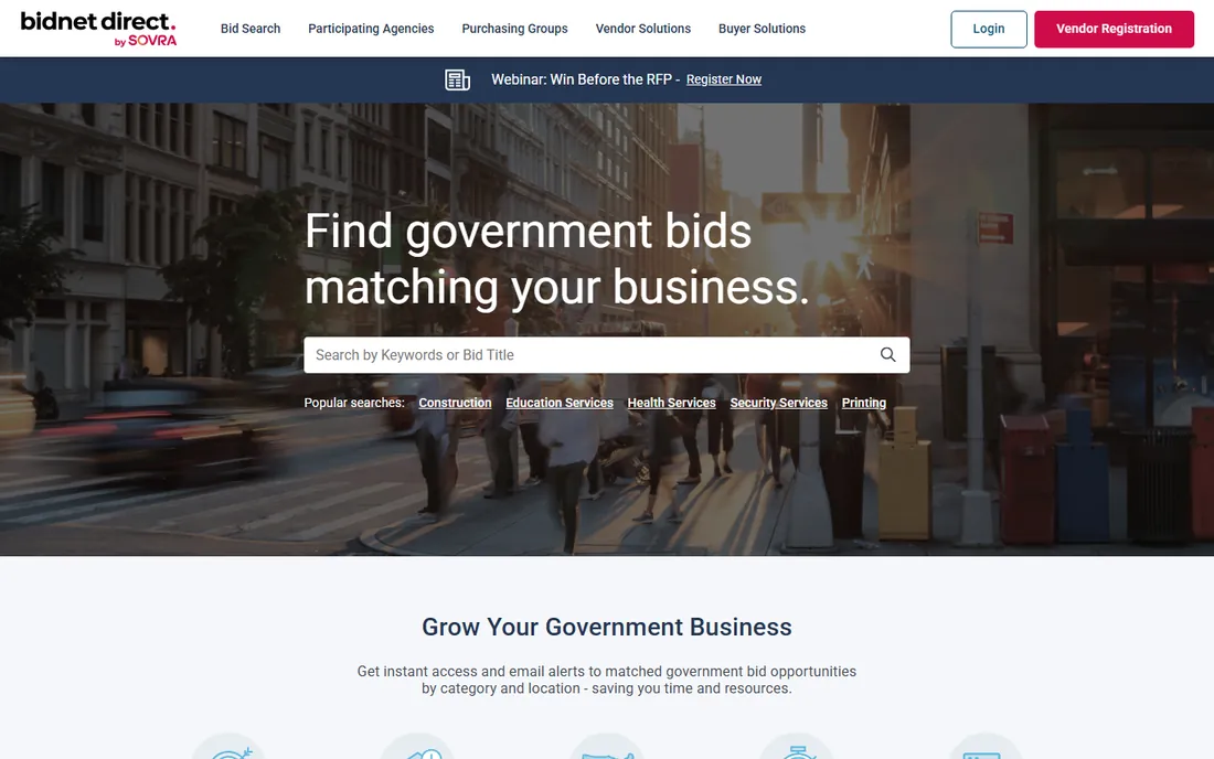 BidNet Direct homepage